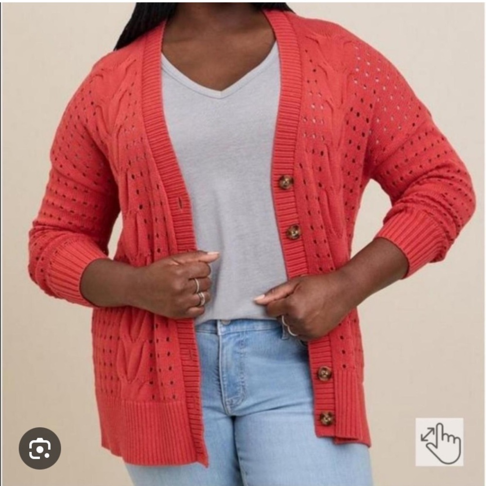 Torrid coral cable knit boyfriend cardigan